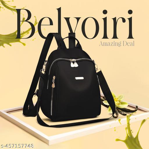 New Classic Nylon Black Solid Multi Pocket Edition Backpack for Women/Girls- College Travel Casual Use