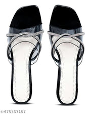 Women Fashion Sandal | Transparent Fancy Heels for Women | Bridal Sandals for Women | Ethnic Footwear for Women | Slip On Fancy Sandals for Women | Crystal Block High Heel Sandal