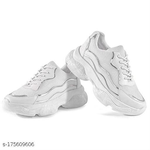 Women Attractive Fashionable White Casual Sports Shoes Sneakers | Stylish Trendy Comfotable Lightweight  Running Gym Walking Casual Lace-Up Sneaker Shoes for Women & Girls