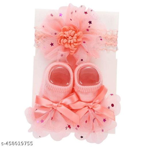 SYGA Baby Ribbon Flower Hairband & Shoes Set  Soft, Comfortable Fit for Ages 0-1 Years | Ideal for Newborns & Toddlers(Pink)