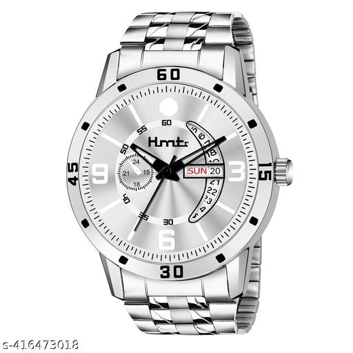 HMTR SILVER DAY AND DATE WORKING ANALOG WATCH FOR MEN AND BOYS