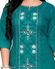 women plus size cotton embroidered kurti