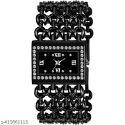 Medboo Black Roman Black Zali Belt Square Women And Girls Analog Watch
