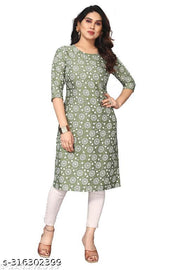 Polyster/Crepe fabric-Women Printed Straight Kurti