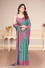 Women's Trendy Party Wear Chiffon Plain Saree