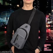 body fanny pack waist bag, Shoulder Bags Chest Men Casual fashion USB Charging earphone hook Sling Travel Bag (1 Pc)