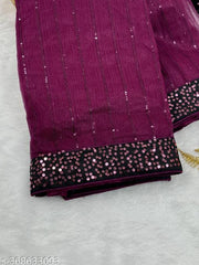 Designer Sequence Work Saree with Matching Heavy Sequence Blouse, Glamorous Party Wear Saree for Women, Sangeet and Wedding Functions