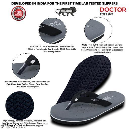 DOCTOR EXTRA SOFT Flat-D-19-Grey Women's Orthopaedic Diabetic Comfort Daily Use Slippers & Flipflops