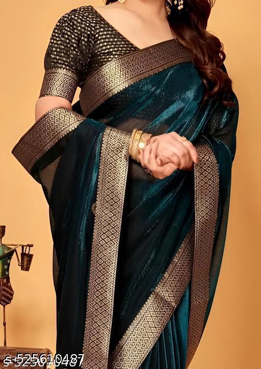 Women's Lycra Saree with Tassels and Lace