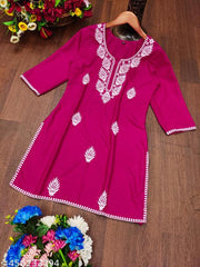 Cotton Embroidered Short Kurta for Women and Girl