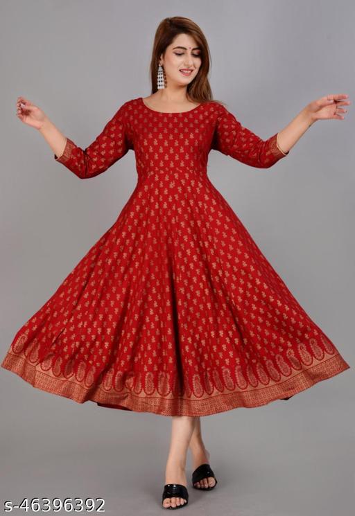Stylish Rayon Gold Printed Kurti