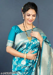 Embellished Jacquard Designer Banarasi silk Saree With Unstiched Blouse Pcs