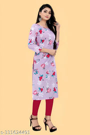Women's and Girls Crepe Aline Straight Cut Kurti