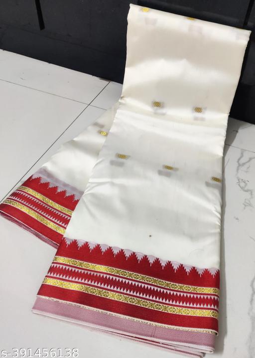 Women's White Kanjeevaram Silk Saree With Red and Golden Border | Kanjeevaram Saree | Silk Saree | Women's Saree | Saree | Ethnic Wear For Women | Bengali Saree