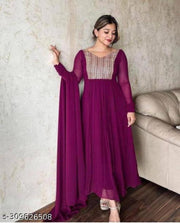 Georgette Fabric Embroidered Gown by Aksharam Trends - Elegant Evening Wear for Women