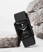 Jainx Square Shape Black Silicone Strap Analog Wrist Watch for Men - JM7168