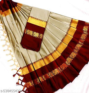 Mysore Silk Aura Silk Aqua Blue Tassels and Latkans Saree With Blouse