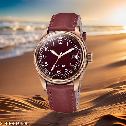 Dual Time Date Display Radium Dial Magnetic Belt Analog Watch,ONIR Premium Quality Quartz Analog Watch for Men, Glass Date Display Dial,
