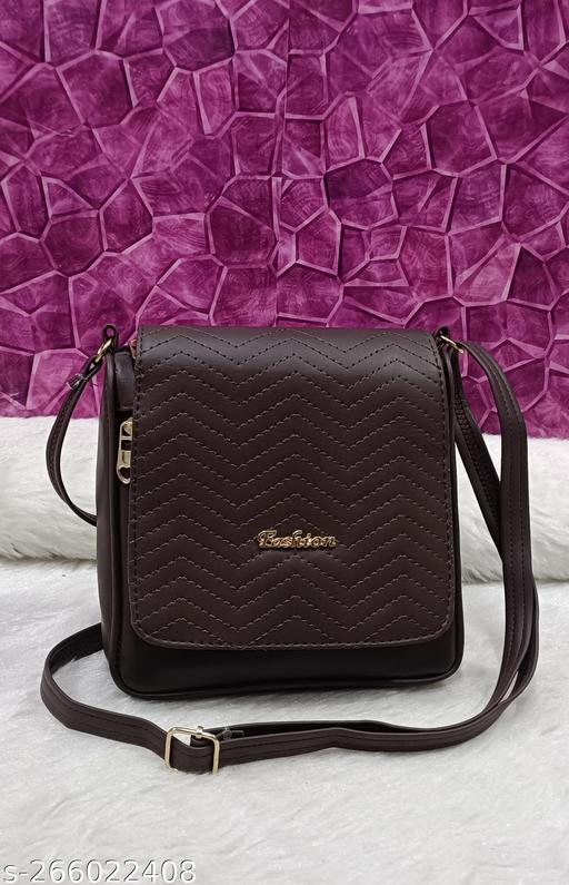 Trendy comfy women Brown PU sling bags/Premium PU leather sling bags for women/Small Sling bags/party wear and wedding bag for women