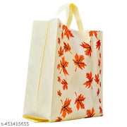 Non Stiched Autumn Theme Grocery Shopping Bag With handles , Autumn Print Shopping Bag, Seasonal Grocery Shopping Bag (Cream, Pack of 10)