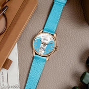 3D Glass Date Display Dial Leather Belt Analog Watch - for Men