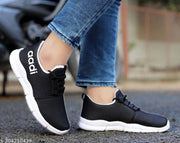 Aadi Men's Black & White Mesh Running Sports Shoes