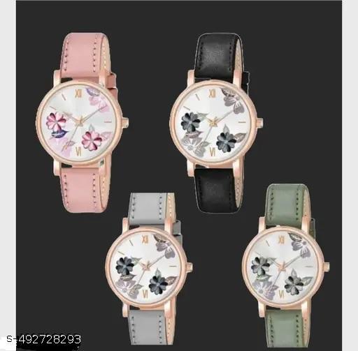 combo pack classic&unique look with leather belt watch for woman&girl's combo pack 4