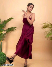 Anarkali Gown for Women and Girls Flared Sleeveless (Maroon)