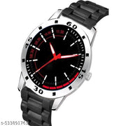 Yolako Dial Silver Cash Black Pu Bump Belt Boy and Men Watch