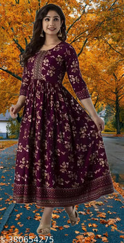 Letest Women Rayon printed Anarkali Kurti