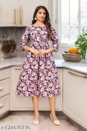 Floral Printed Lavendar Anarkali Kurti