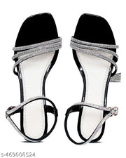 Women’s Black Fashion Sandals – Comfortable & Stylish Slip-On Heels for Weddings
