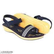 Hiyaga Red and Black Sandals for Women/Girls Pack of 2