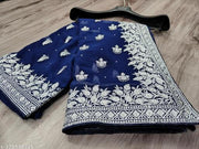 Heavy Silver Embroidery Work With Full Silver Stone Work Beautifull Saree