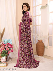 Festive Wear Georgette Printed Women's Saree with Un-stitched Blouse