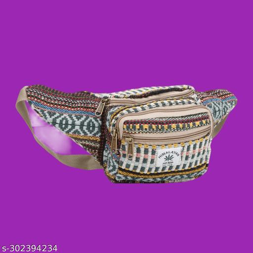 ANESHA Hemp Fanny Pack, Adjustable Waist and Multiple Pockets, Waist Bag & for all purpose (Multicolour) Pack of 1