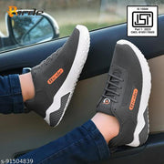 BRD-677 Grey Bolt Mesh Sports Shoes For Men