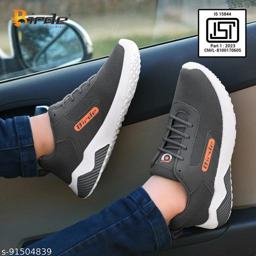 BRD-677 Grey Bolt Mesh Sports Shoes For Men
