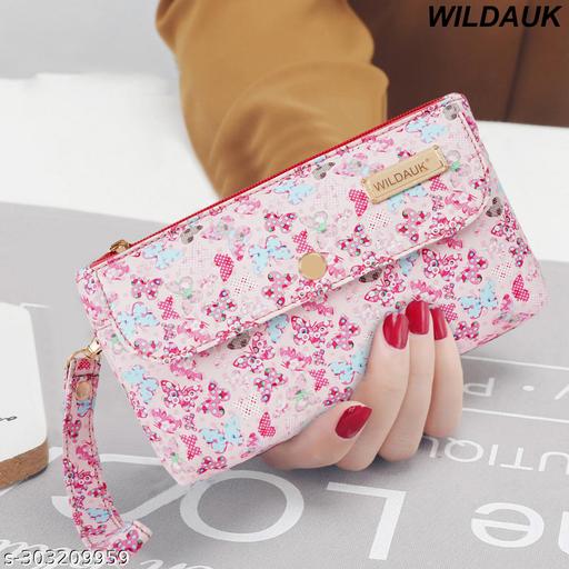 WILDAUK  Casual, Formal, Party Pink Butterfly Print Clutch