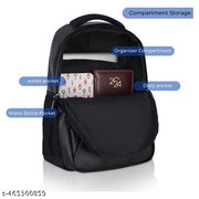 Zerus Stylish Black PU Leather Backpack for Men and Women Office Travel School and College Bag Durable and Spacious Laptop Backpack