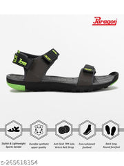 Paragon Blot Grey & Neon Green Sandals for Men