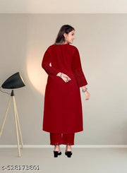 Women Georgatte Chikankari Straight Kurta