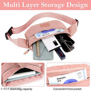 Fashion Waist Bag for Women Double Layer Lightweight Nylon Waist Pack with Adjustable Belt