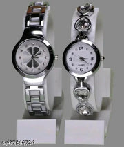 Fancy Flower Designer Chain Metal Belt Analog Watches Combo 