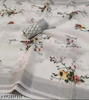 Digital Prints Designer Linen Cottan Saree