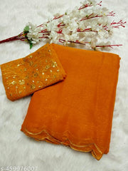 Simmer saree with double aarko and  heavy embroidery work blouse