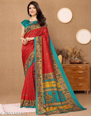 SSC Women's Printed Trendy Art Silk Saree with Blouse Material