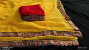 NEW GEORGETTE MIRROR LACE SAREE