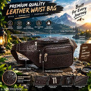 Men's Leather Waist Bag | Stylish Sling Bag for Travel,  & Daily Use | Multiple Pockets