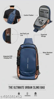 Anti-theft Crossbody Sling Bag – Waterproof Chest Daypack with USB Charging, Shoulder Waterproof Crossbody Backpack for Men and Women